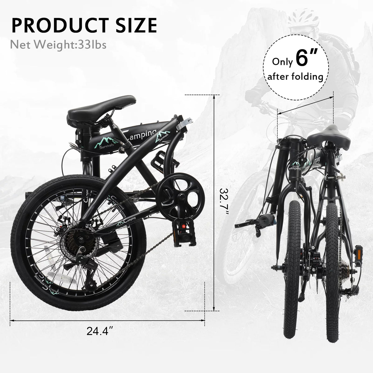 Black 7 Speed Folding Bicycle H87823