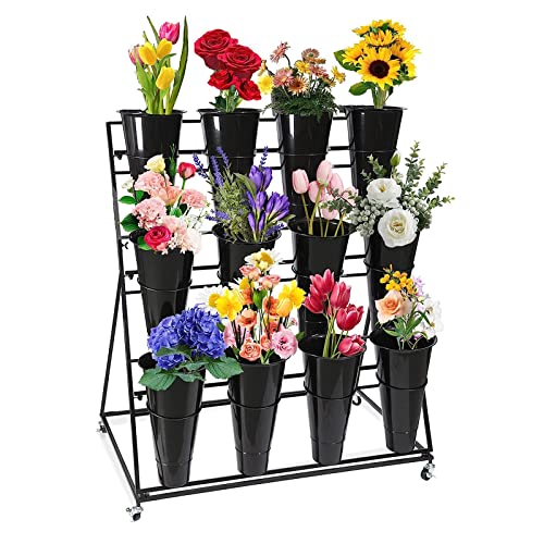 3 Layers Metal Plant Stand With Wheels Z763678