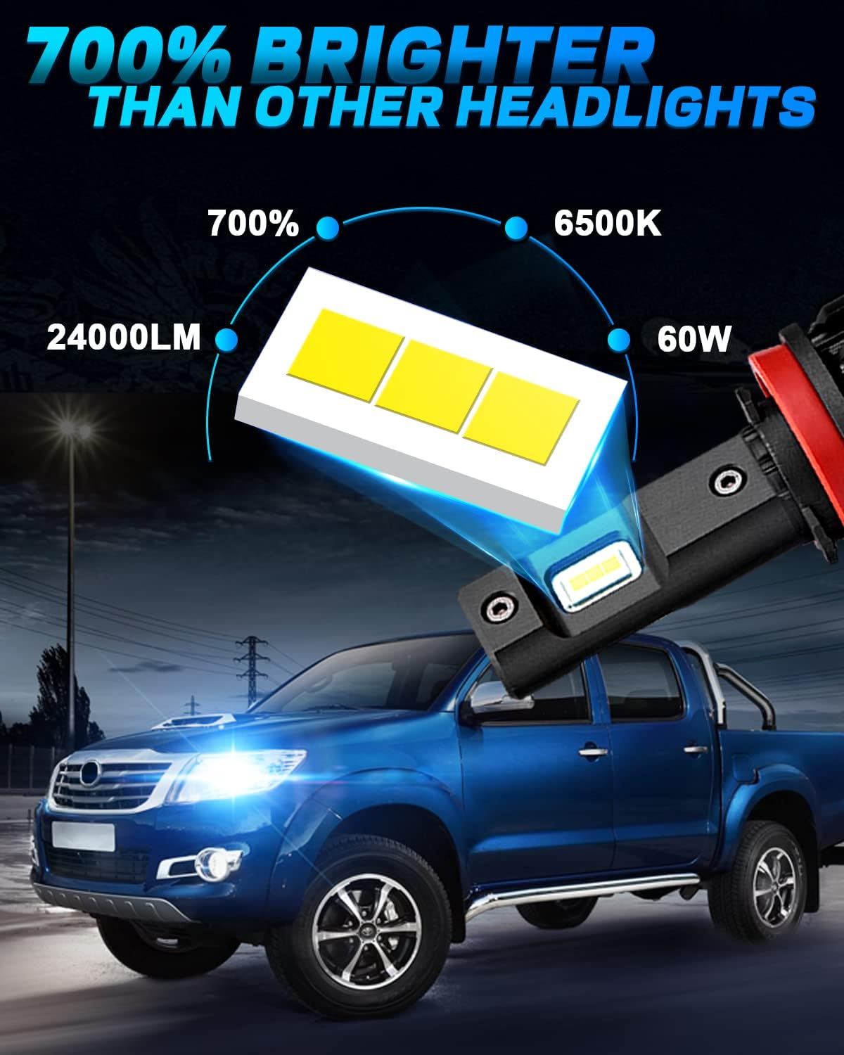 9005/HB3 High Beam 9006/HB4 Low Beam LED Headlight Bulbs Combo 120W 24000LM 6500K Cool White, Pack of 4 I8347