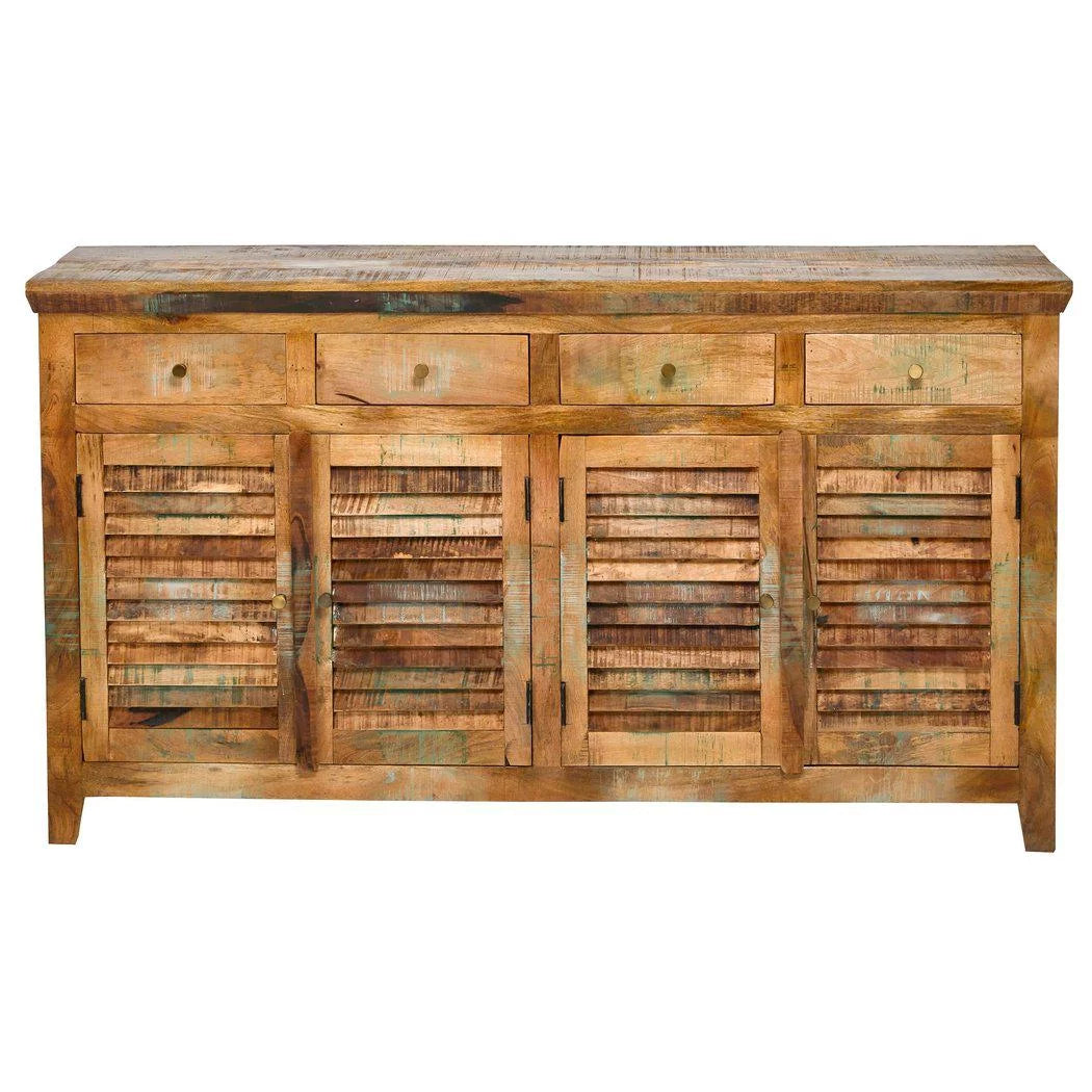 72" Reclaimed Wood 4 Drawers & Doors Sideboard Cabinet D137