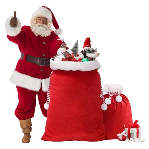 2 Pcs Christmas Velvet Drawstring Bags G294152
