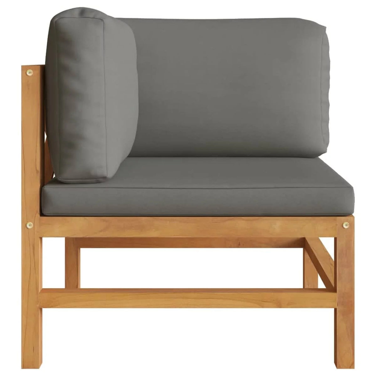 2-Seater Teak Wood Patio Sofa with Gray Cushions I890