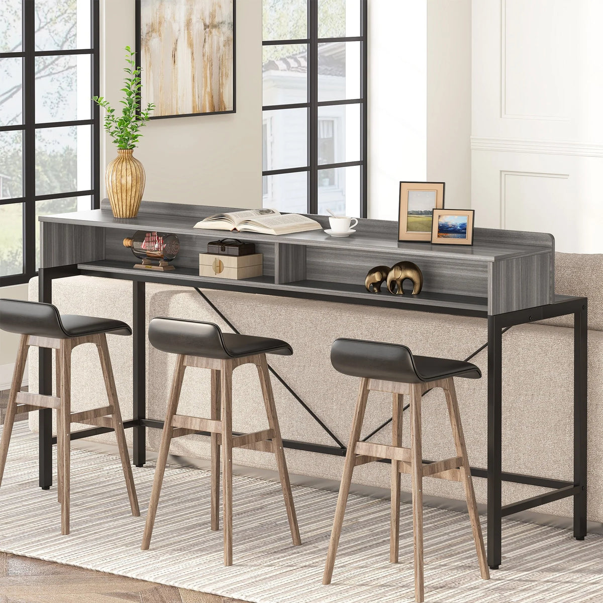 70.9 Inch 2 Tier Narrow Industrial Console Table G969520