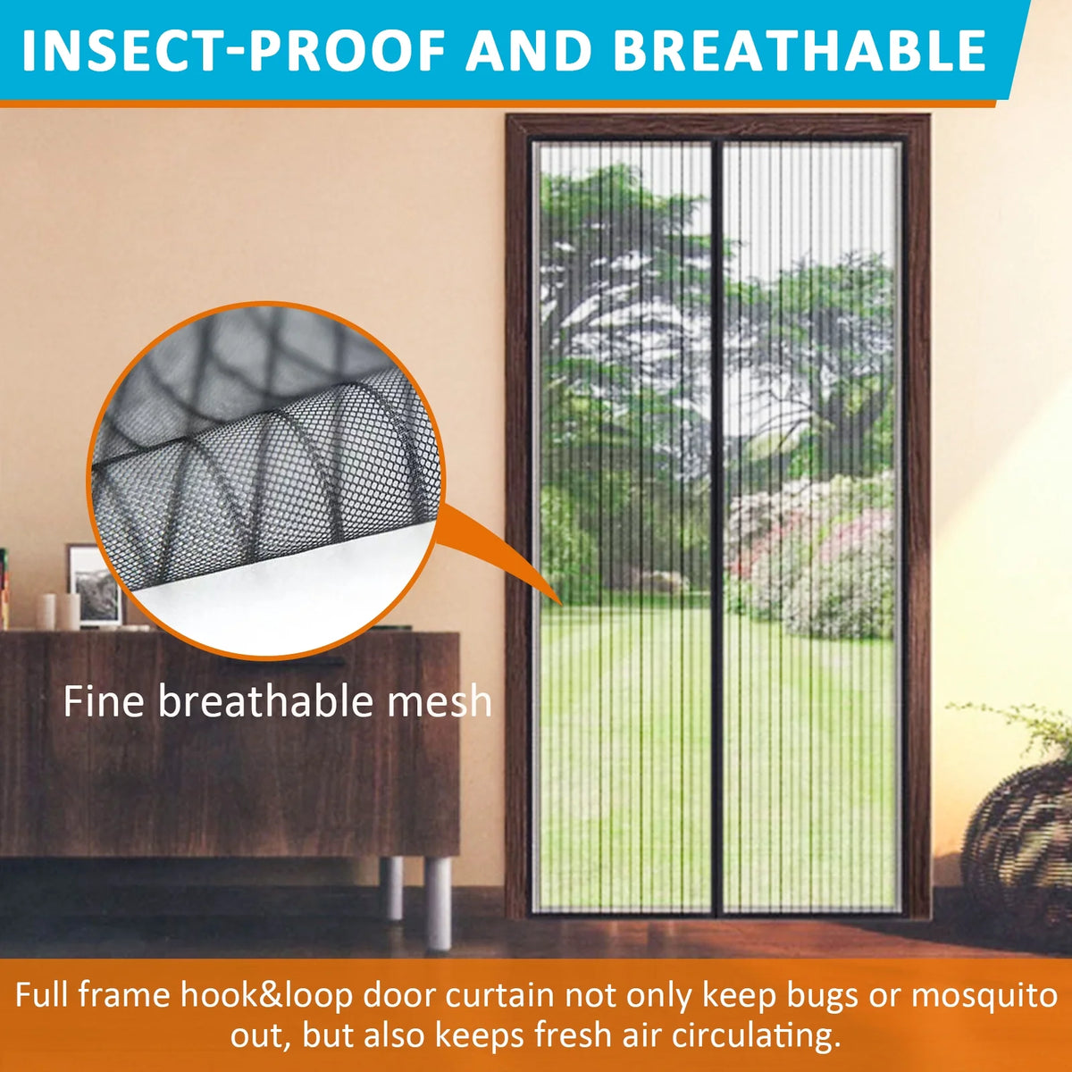 38" x 83" Black Fiberglass Mesh Screen Door C715590