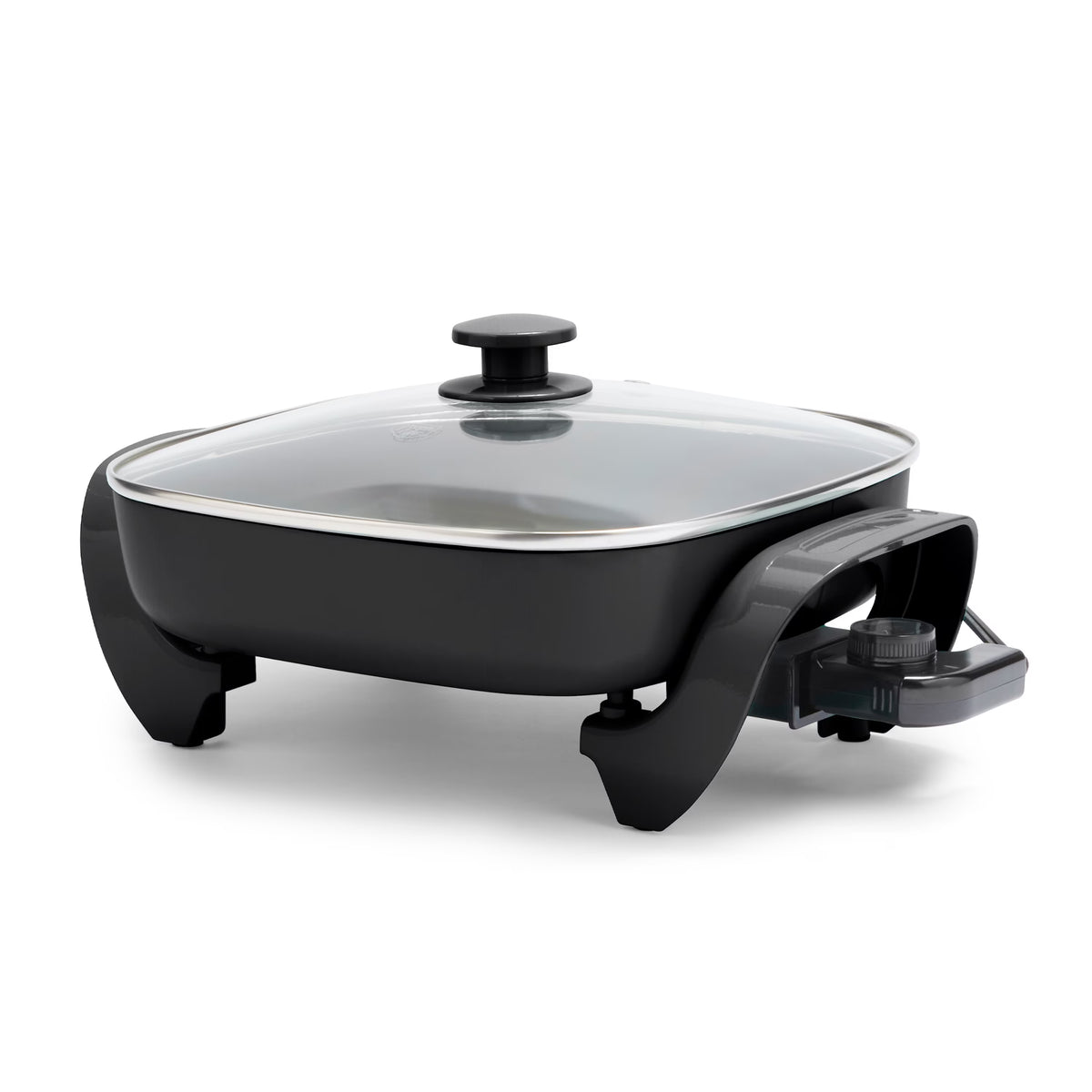 Black 12" Square Nonstick Electric Skillet with Glass Lid J758