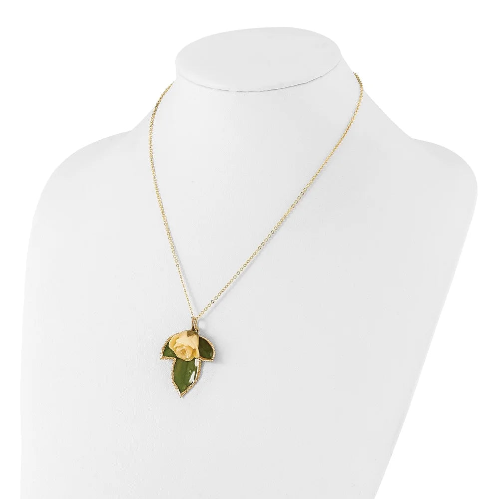 24K Gold-trim Lacquer Dipped Leaf 20 inch Necklace O991483