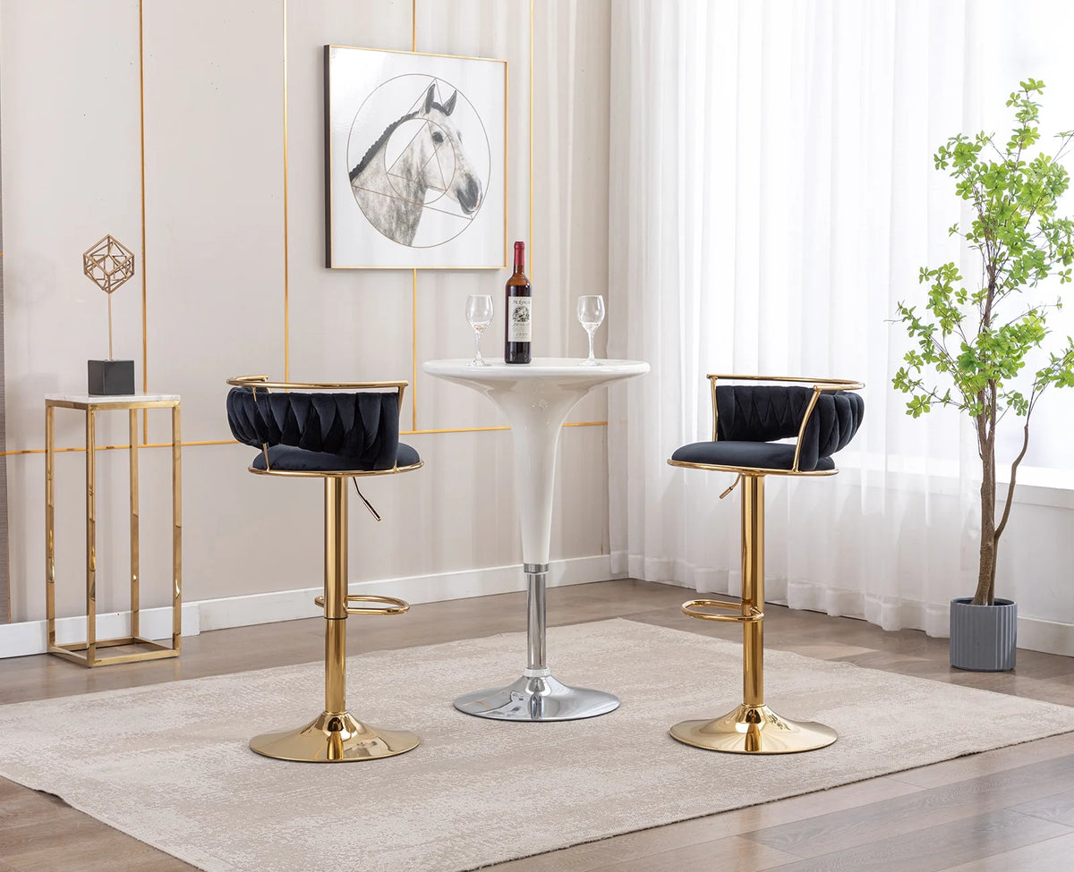 Black Velvet Adjustable Swivel Bar Stools Set of 2 G667500