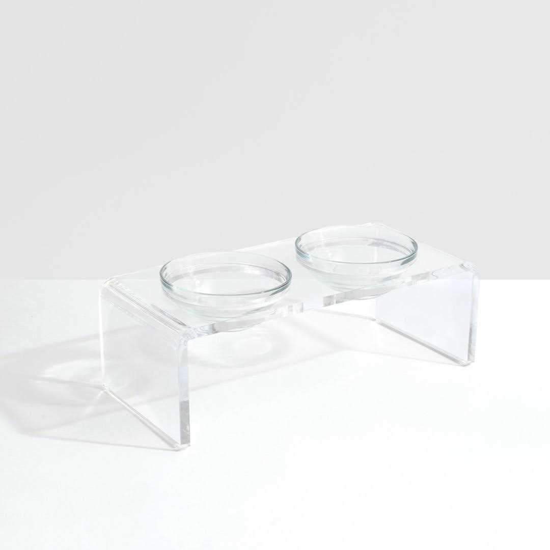 Clear Elevated Glass Bowl Feeder W703918