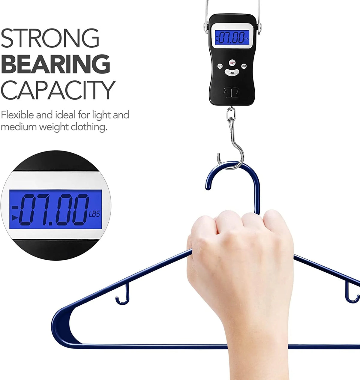 60 Pack Navy Blue Plastic Clothes Hangers Y410404