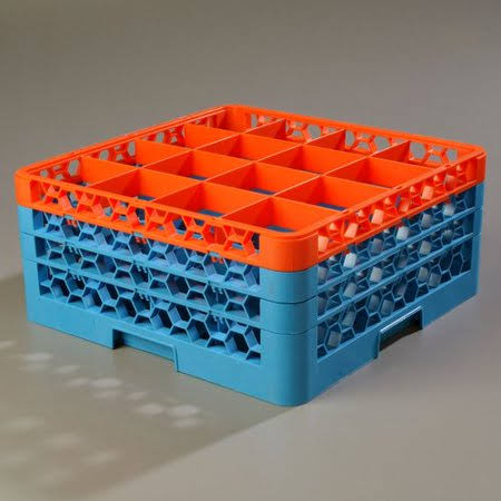 16 Compartment Glass Rack with 3 Extenders (Set of 2) E7406