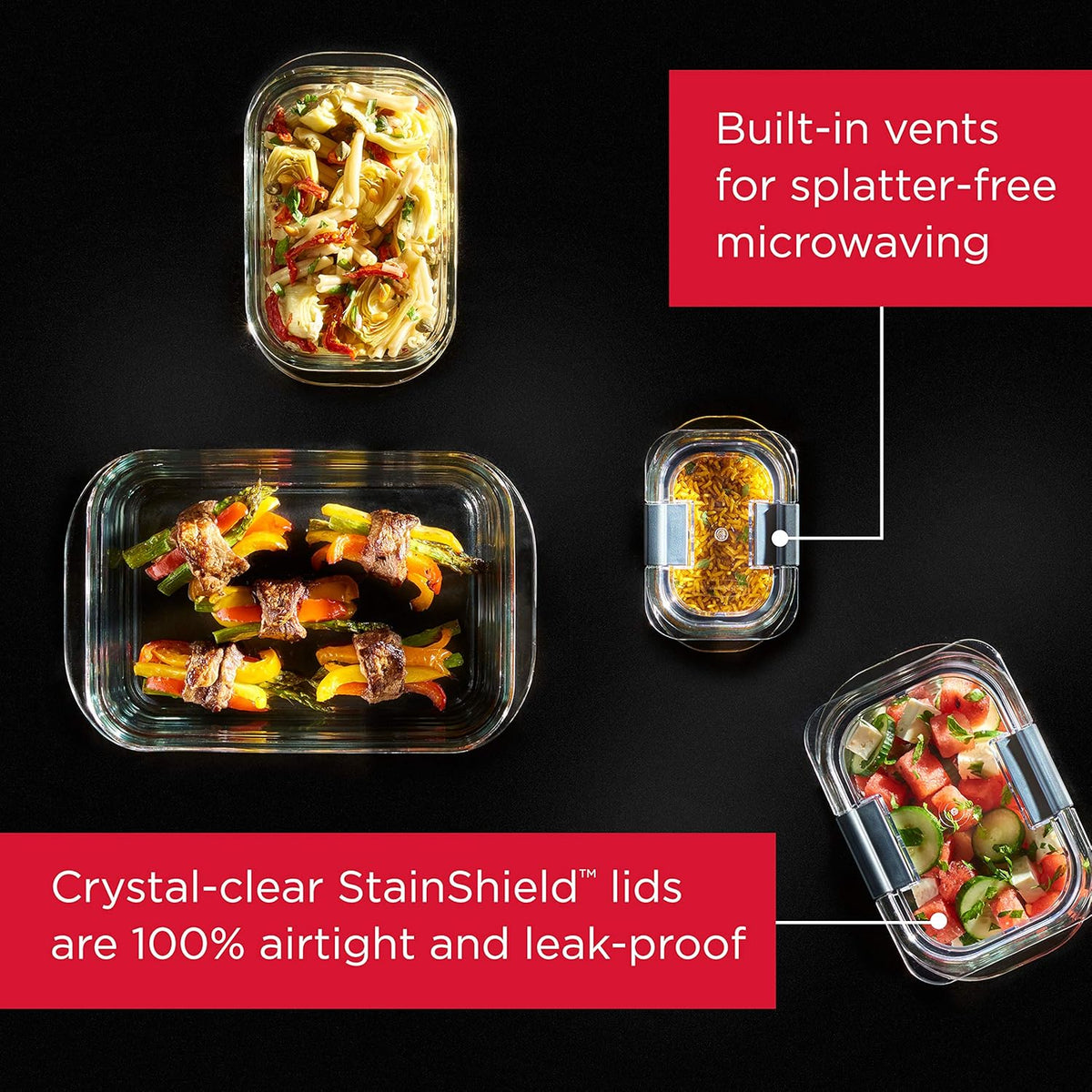 8-Piece Clear Glass Food Storage Containers with Lids L102293