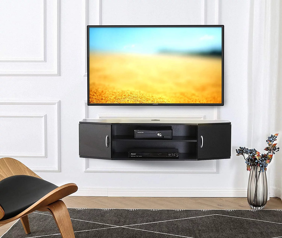 Black Wall Mounted Floating TV Stand H930