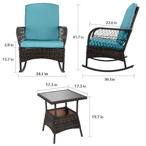 3 pcs PE Wicker Outdoor Rocking Chairs P974
