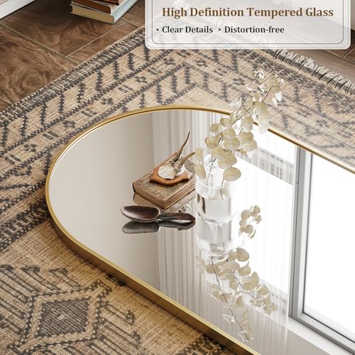57" x 20" Arched Full Length Mirror Aluminum Alloy Frame Y189190