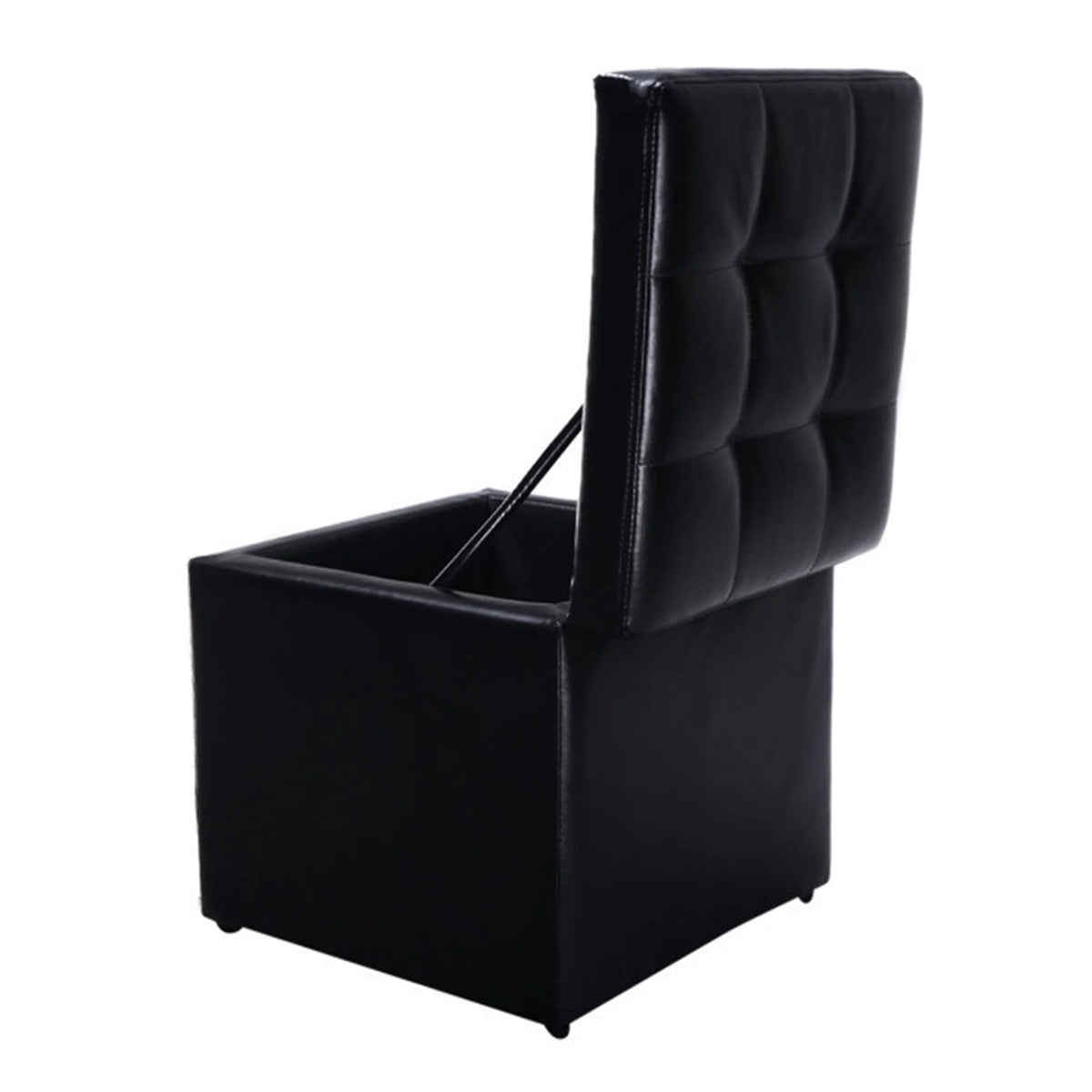 16 Inch Black PU Leather Ottoman Pouffe Storage Box I1698