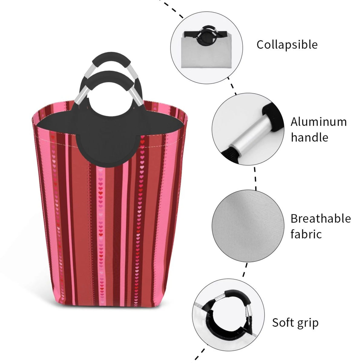 50L Rectangular Foldable Laundry Hamper with Aluminum Handles Q777178