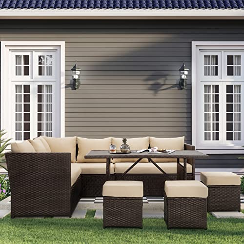 Brown Wicker Outdoor Dining Table W436346