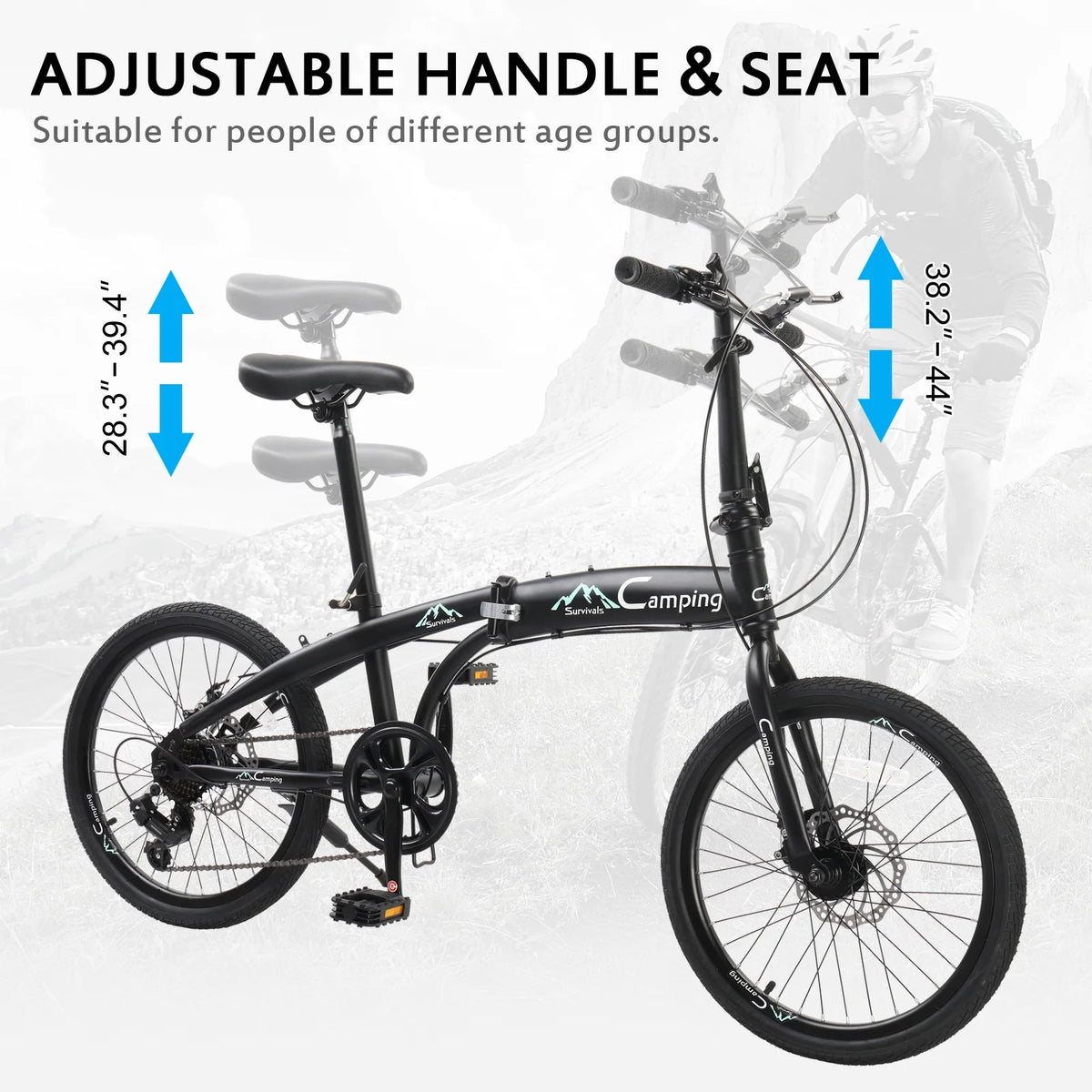 Black 7 Speed Folding Bicycle H87823