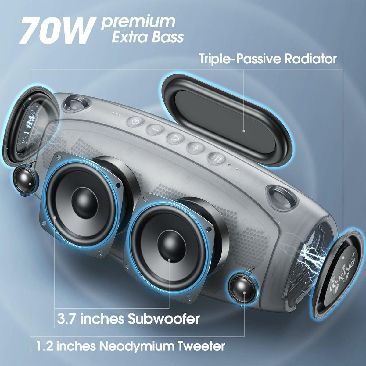 70W IPX6 Waterproof Portable Wireless Bluetooth Speaker K63808