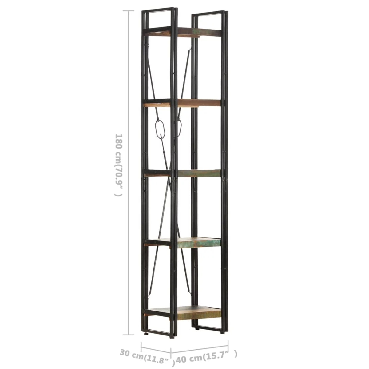 5-Tier Solid Reclaimed Wood Bookcase D576