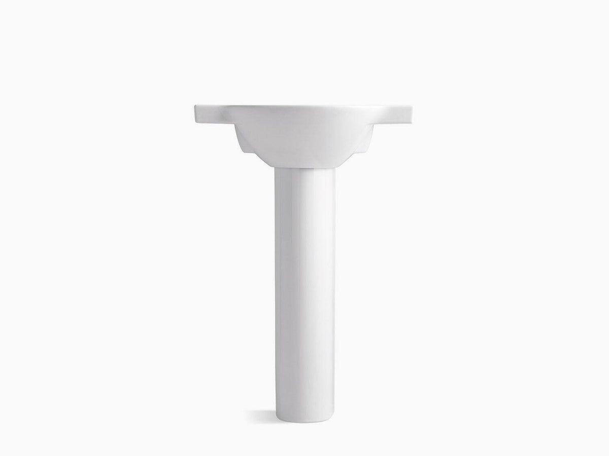 Biscuit 24 In. Pedestal Bathroom Sink with 8 In. Widespread Faucet Holes J121718