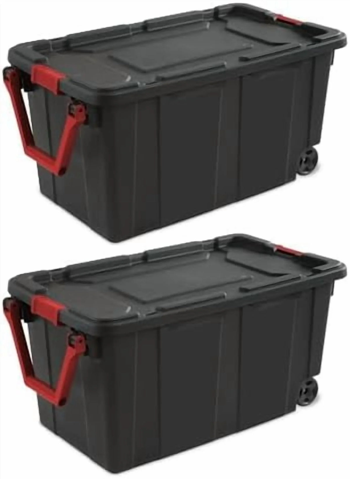 Black 40 Gallon Wheeled Plastic Storage Container 2 Pack B419