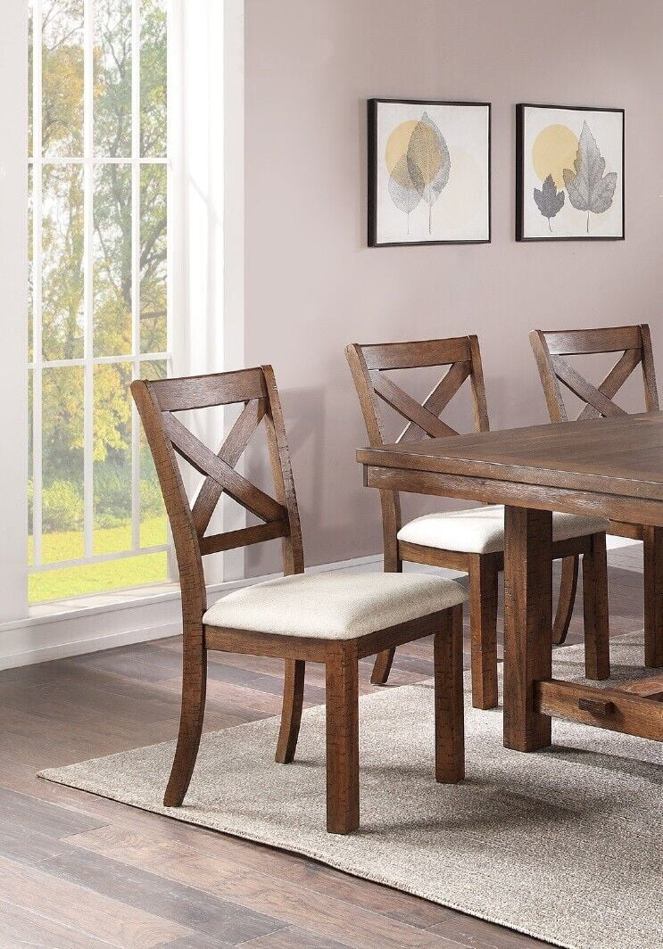 6pc Dining Set Table 4 Side Chairs Bench Cushion Upholstered Solid Wood Z888