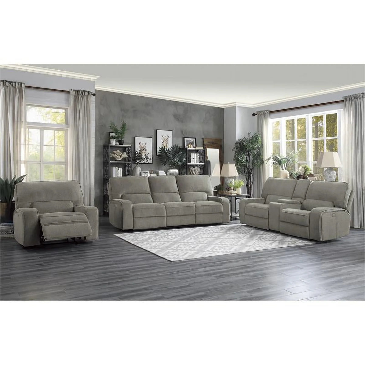 Chenille Power Double Reclining Love Seat U741