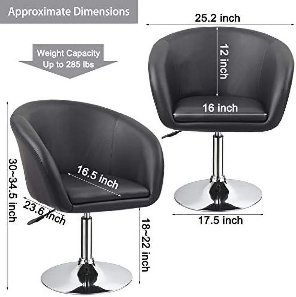 Black Jumbo Size PU Leather Round Swivel Chair F4375
