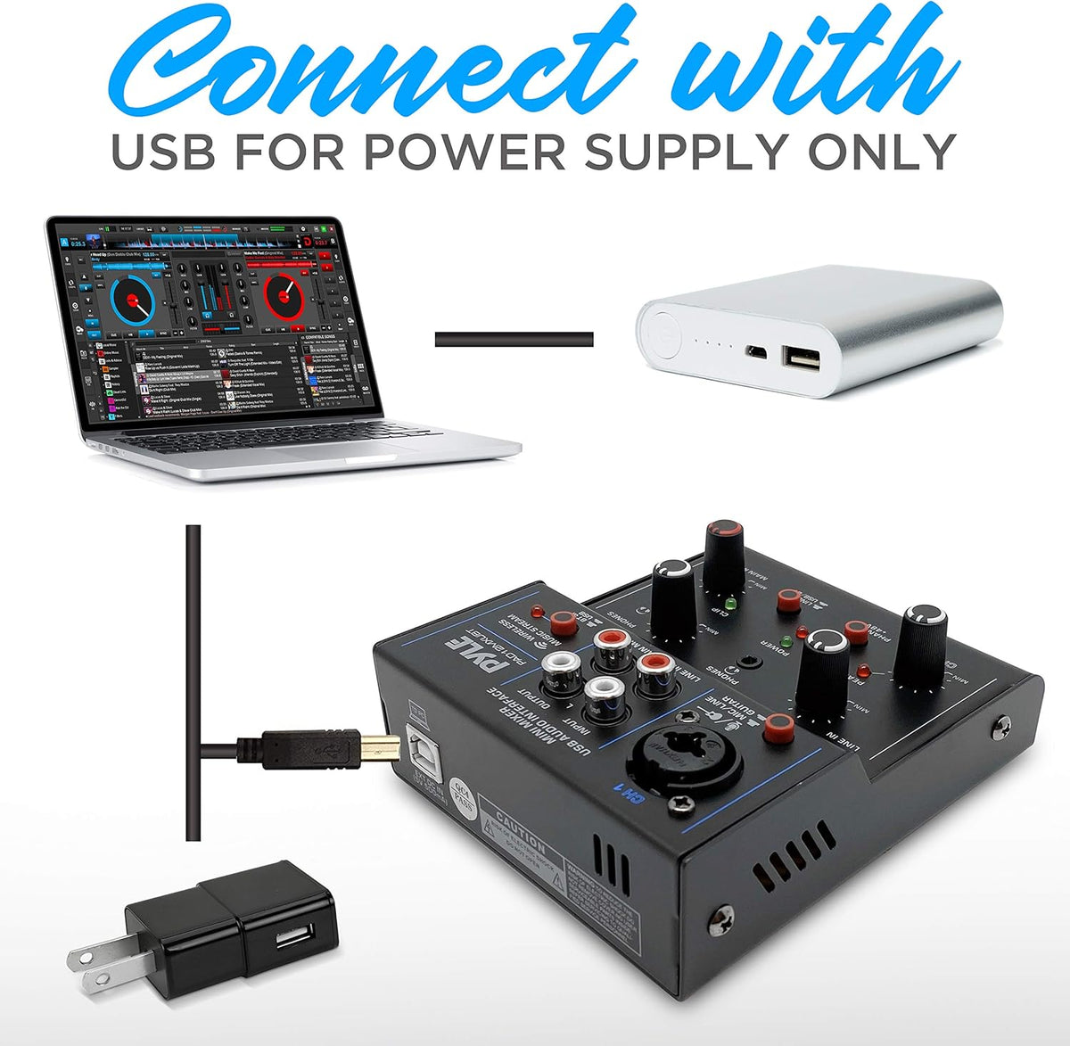 2-Channel Bluetooth DJ Controller Sound Mixer with USB Audio Interface L6200
