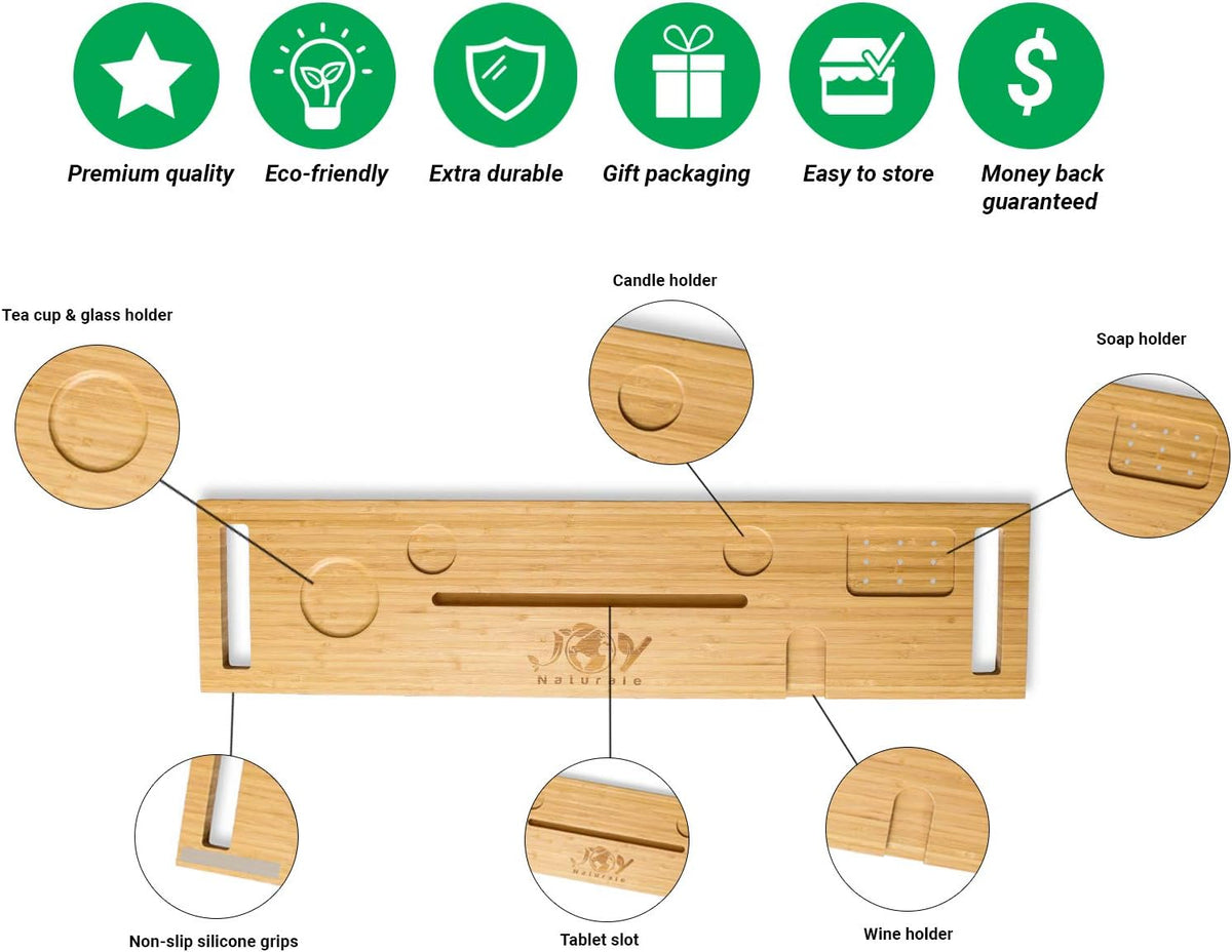 Bamboo Bathtub Caddy Tray, Pack of 2 M862