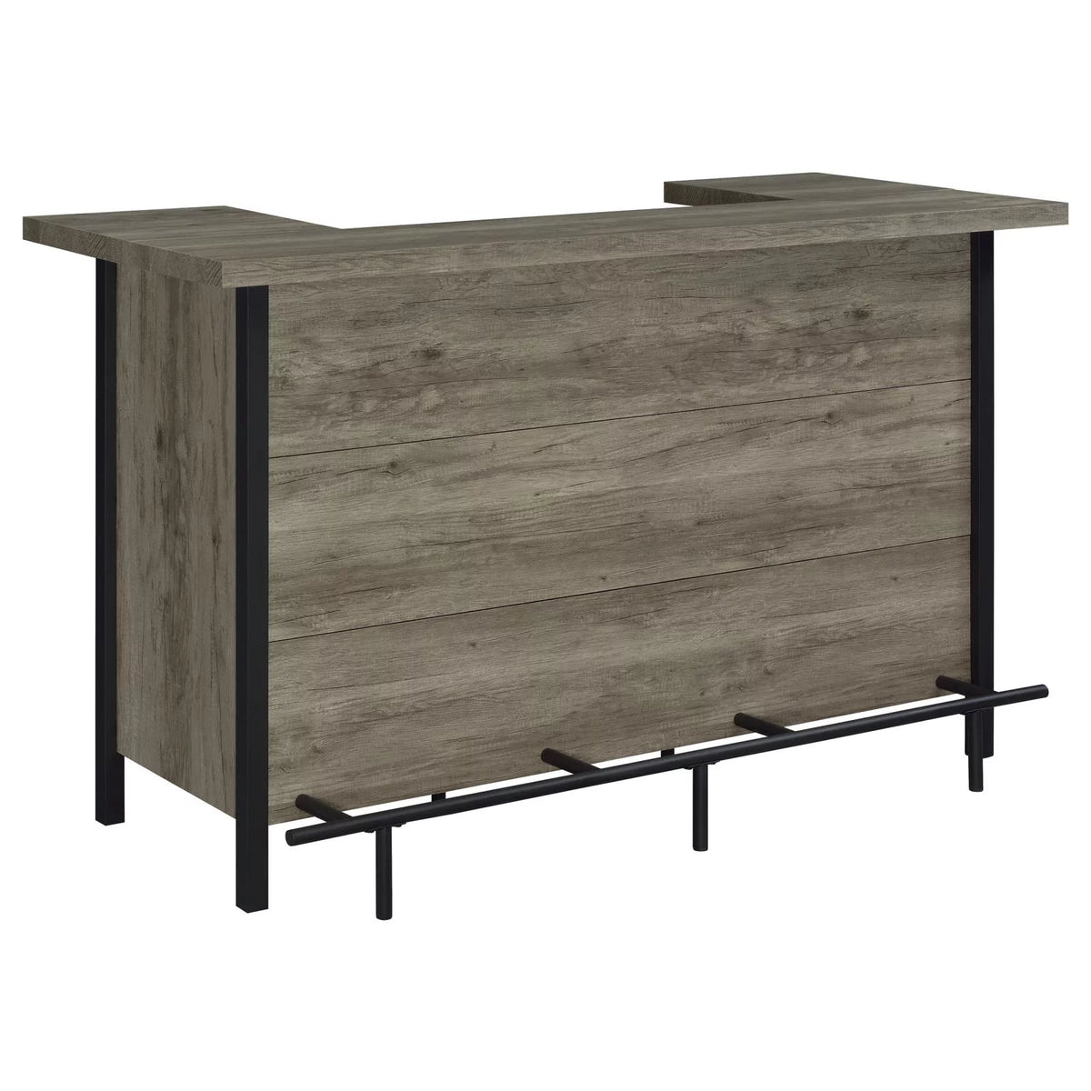 Bar Unit with Footrest Grey Driftwood and Black A35029