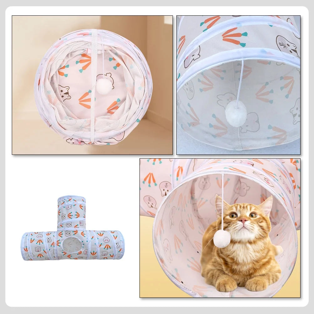 Cat Tunnel Tube Pet Hideaway Play Tent for Cats O574164