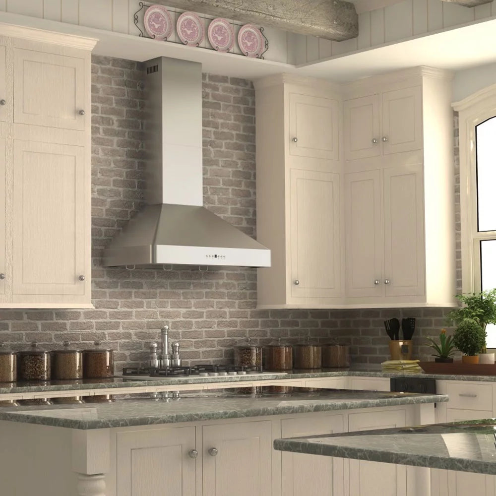 36-Inch Wall Mount Range Hood in Stainless Steel with 2 LED Lights C953