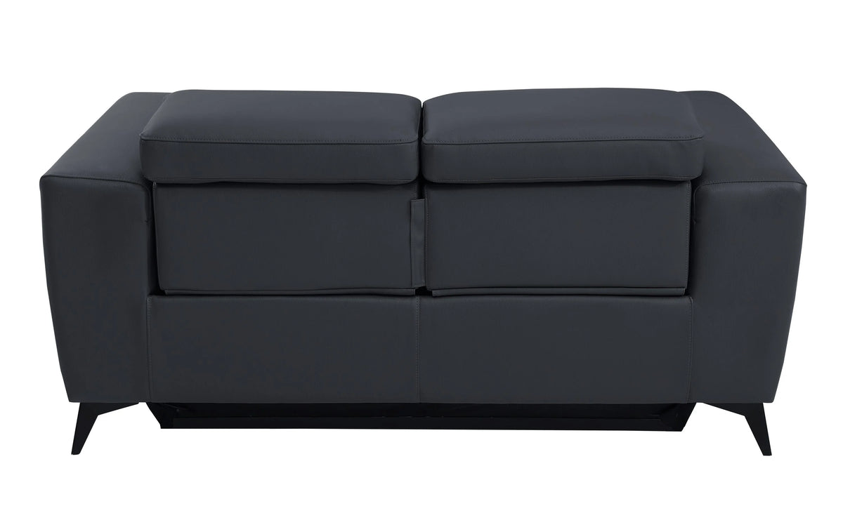 Dark Grey Top Grain Italian Leather Power Recliner Loveseat M9835