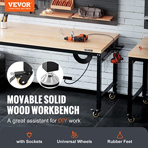 60" Adjustable Heavy Duty Workbench 2000 LBS with Power Outlets S6922