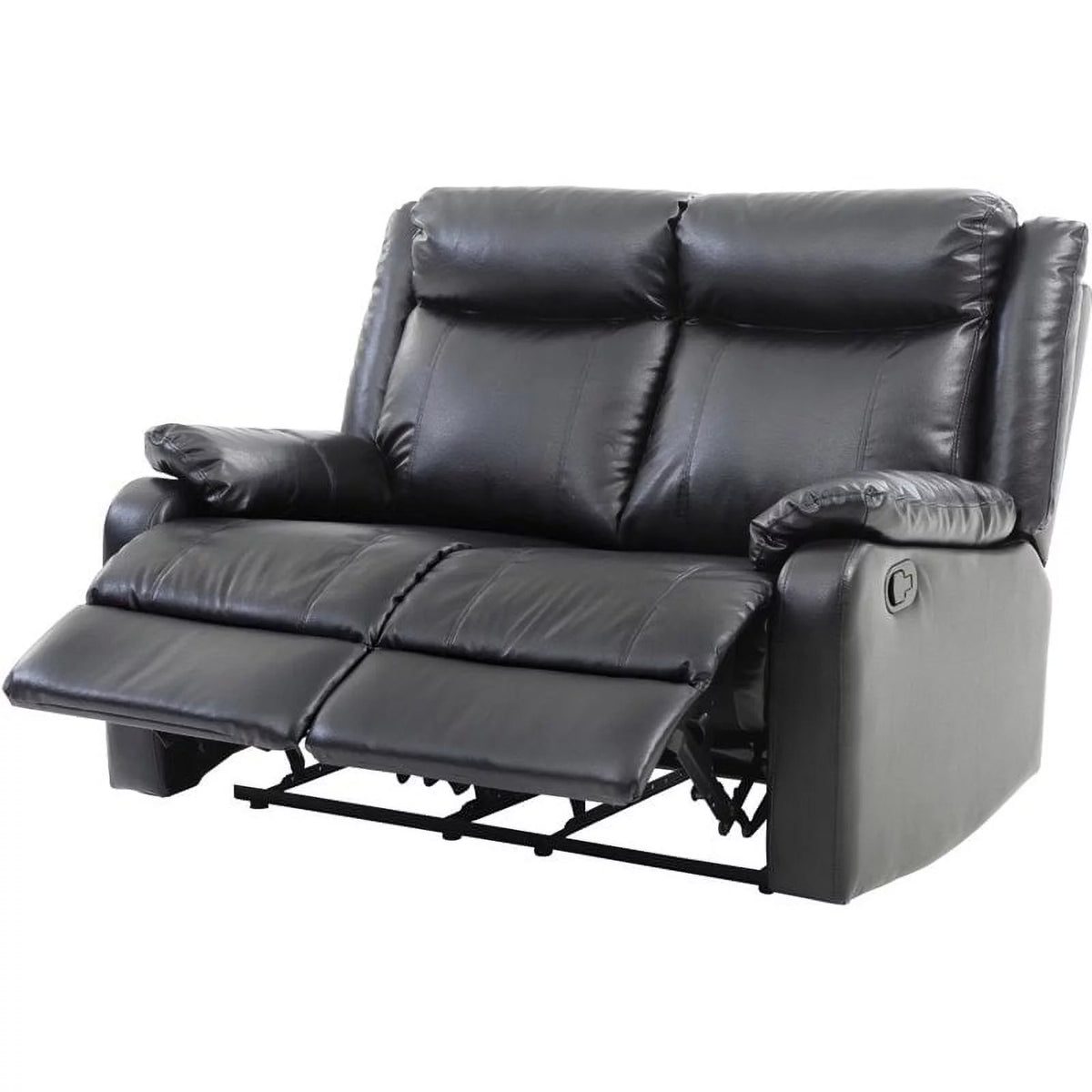 Black Faux Leather Double Reclining Loveseat D169036