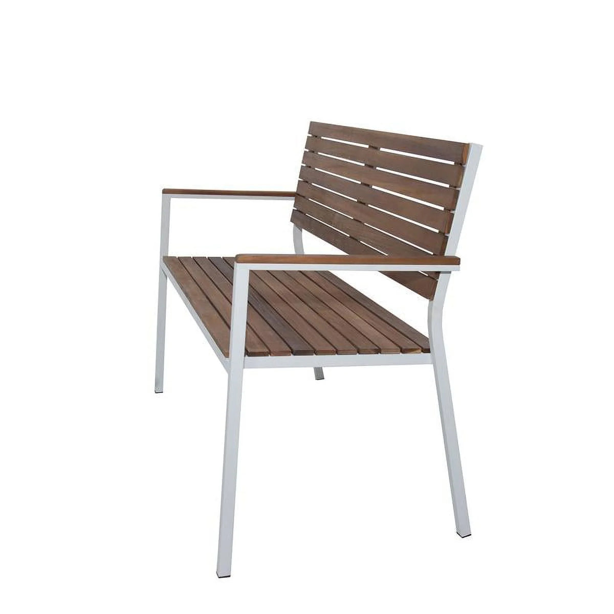 Brown Metal and Wood Outdoor Garden Bench Z27371