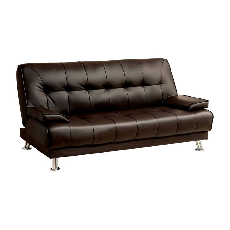 Dark Brown Faux Leather Futon Sofa O27286