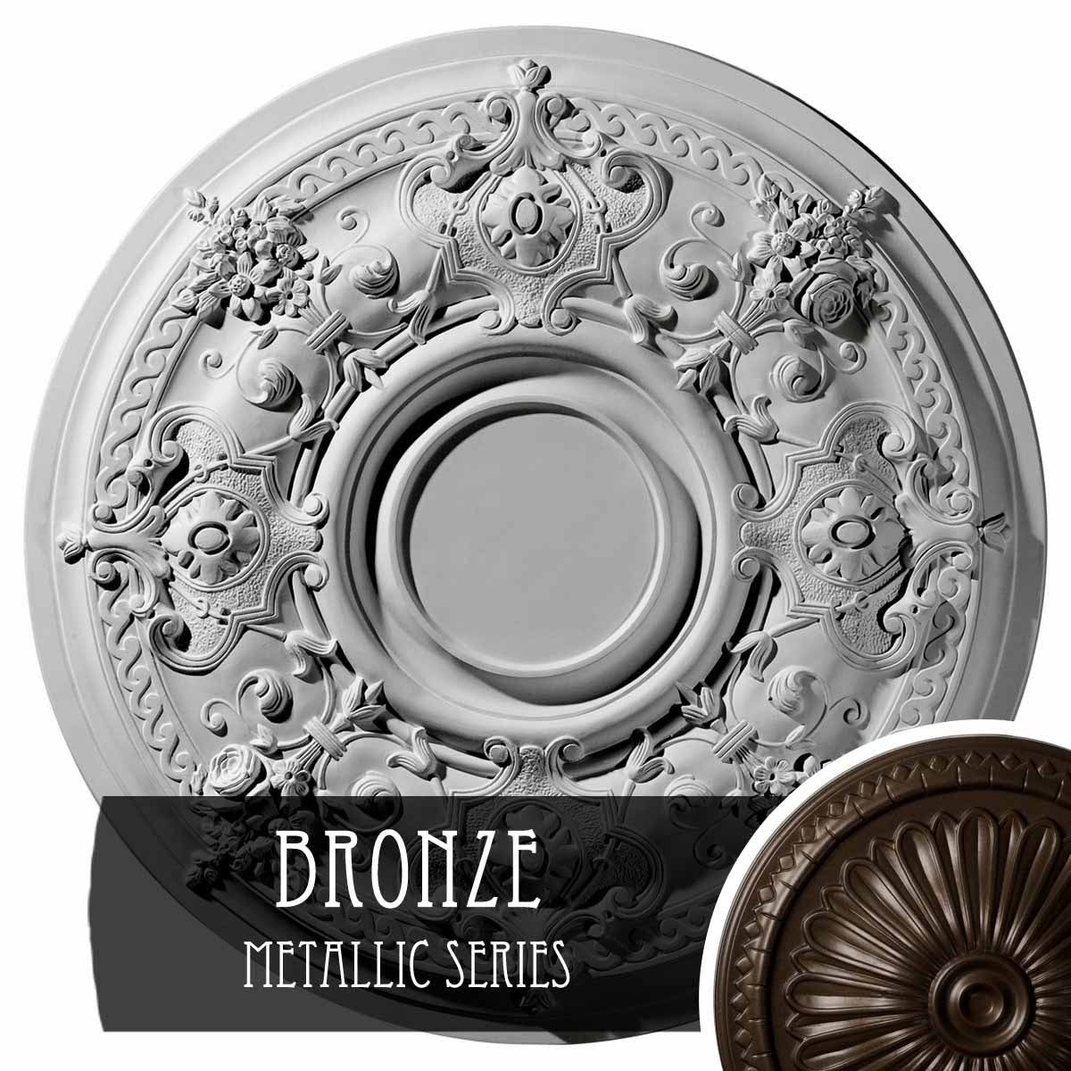 29 1/4x22OD x 2x22P Hand-Painted Bronze Ceiling Medallion I99170