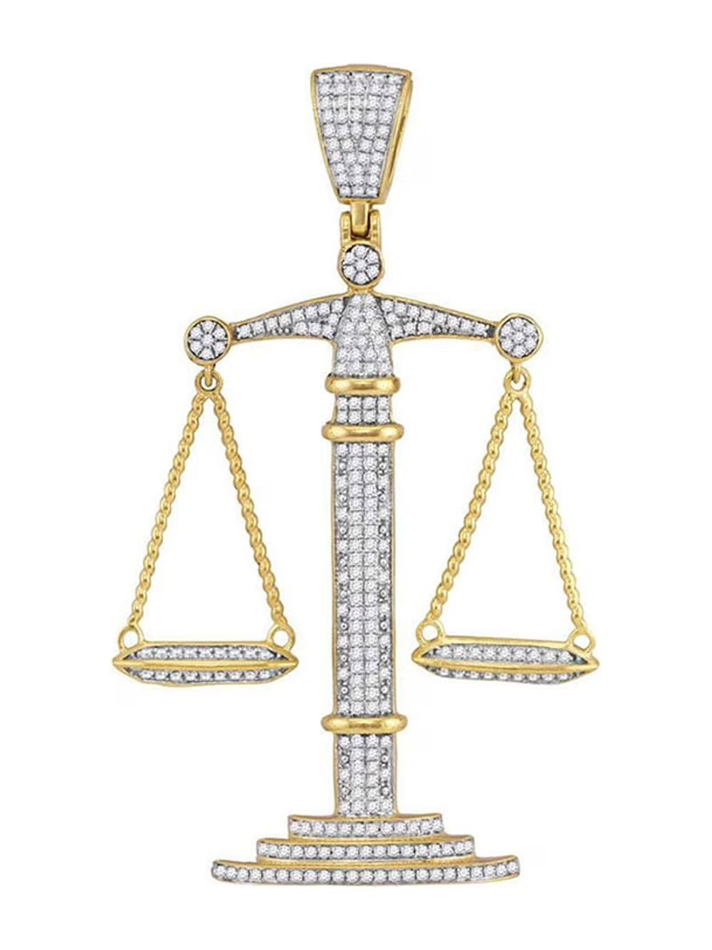 10kt Yellow Gold Mens Diamond Scales of Justice Charm Pendant 1 Cttw D3766