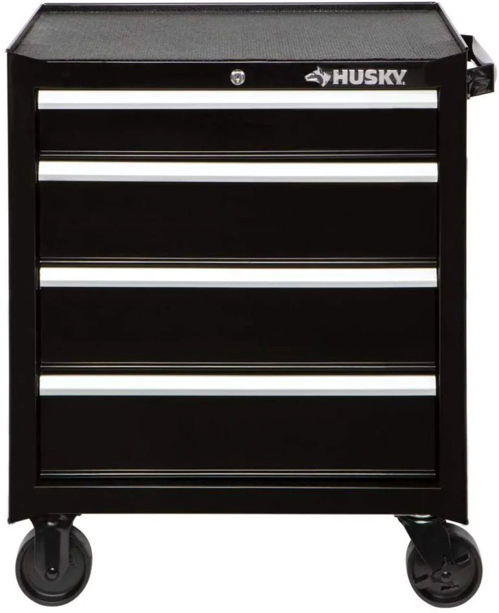 26 in. 4-Drawer Rolling Tool Cabinet in Gloss Black F28067