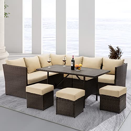 Brown Wicker Outdoor Dining Table W436346