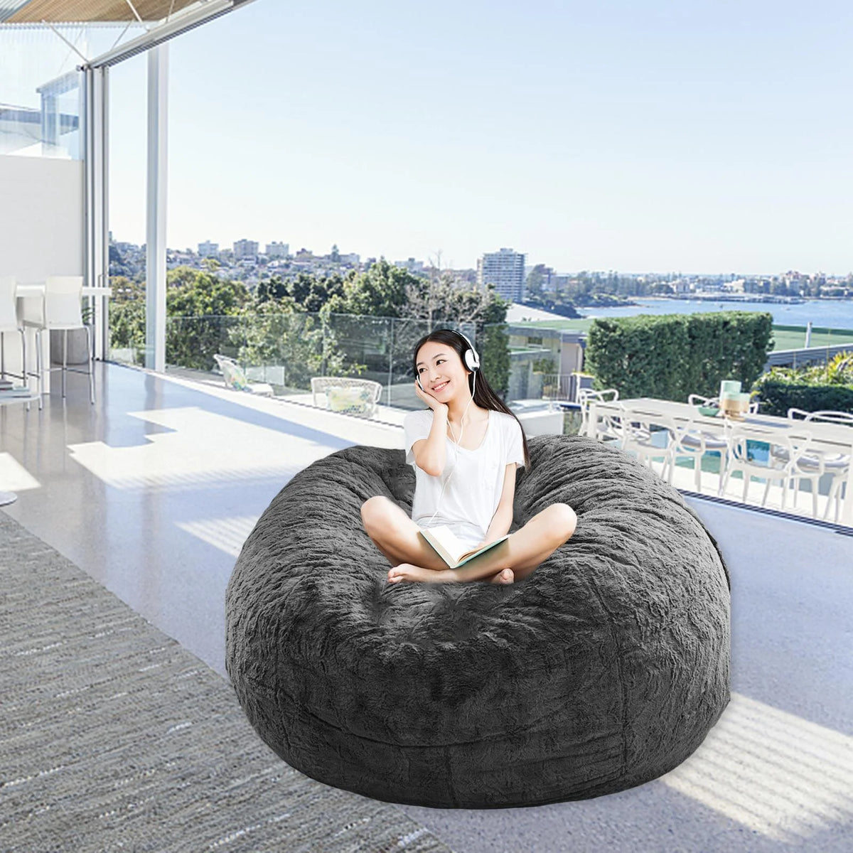 Dark Grey Artificial Leather Sofa U9472