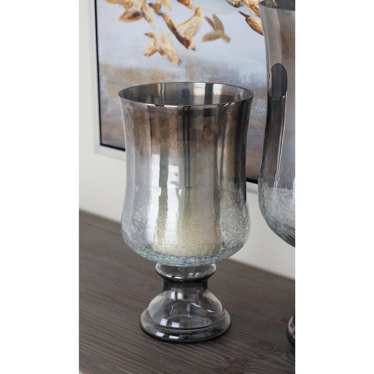 Black Glass Pillar Hurricane Lamp V868