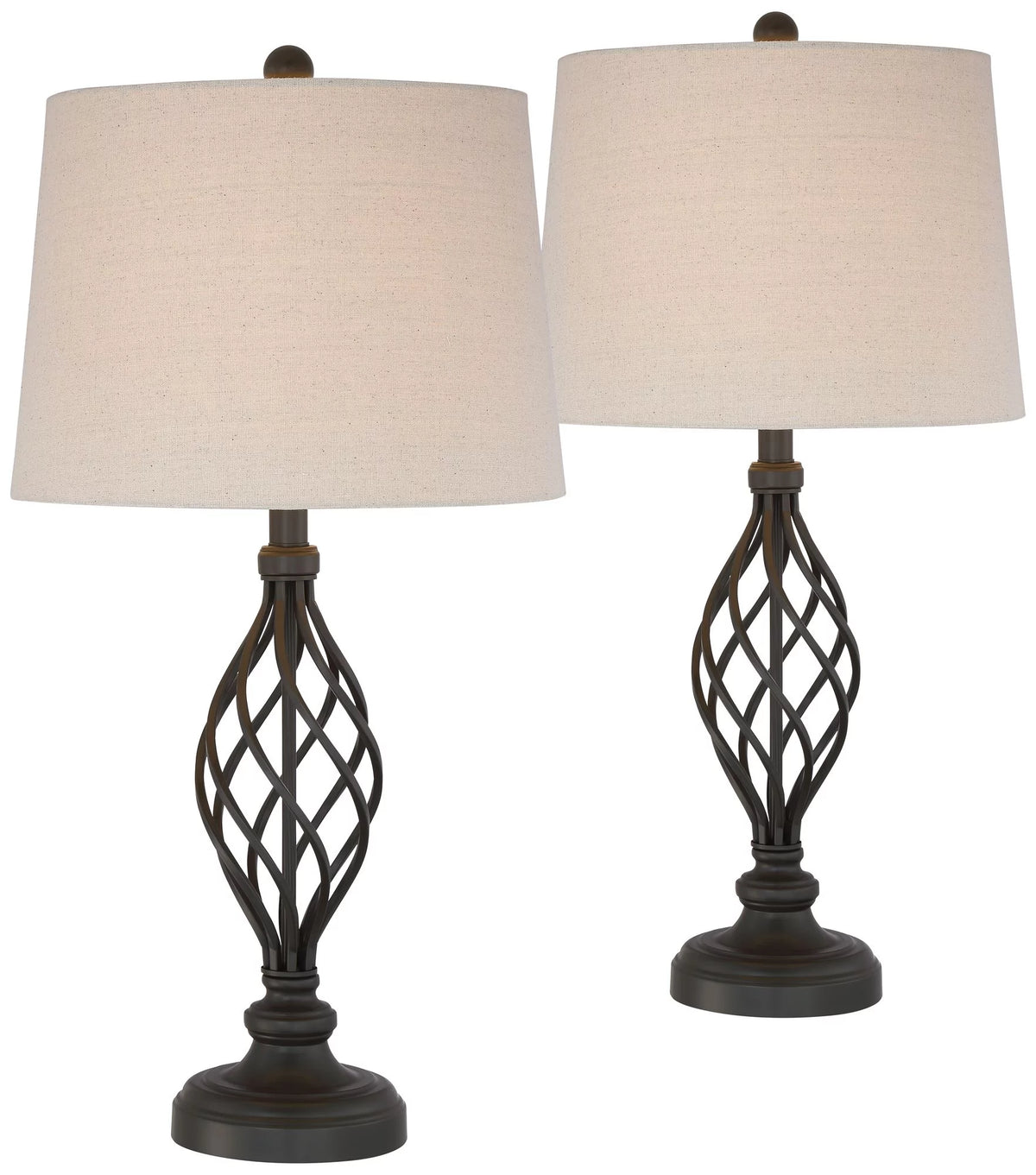 28" Tall Set of 2 Bronze Iron Table Lamps E99998