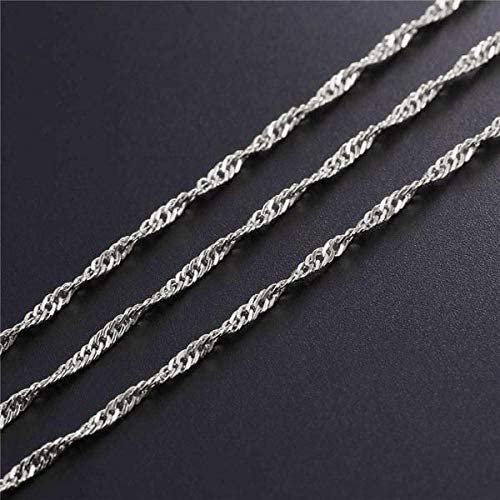 14K White Gold 2mm Singapore Pendant Chain Necklace T512205