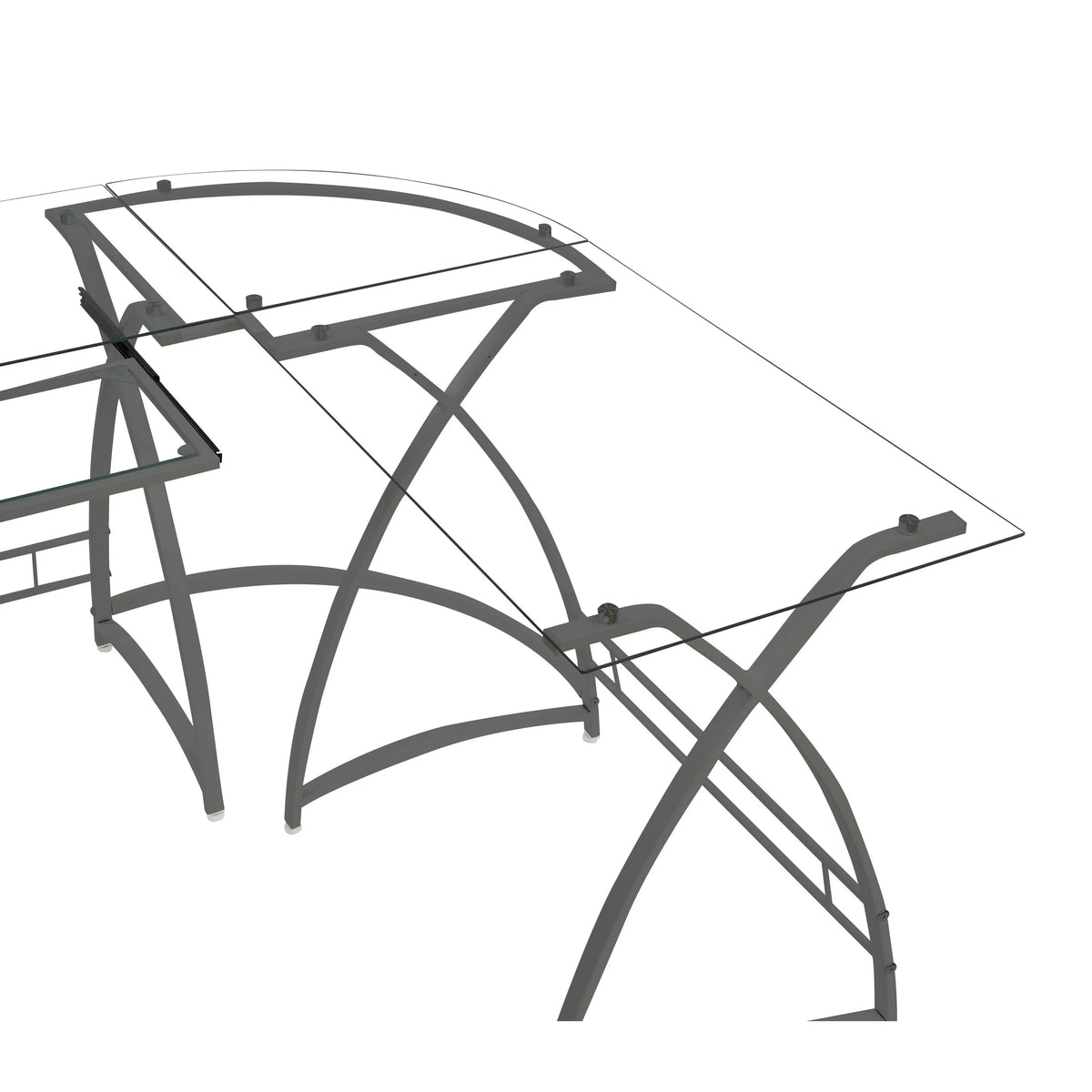 Clear Glass L-Shaped Corner Computer Desk with Keyboard Panel I6861