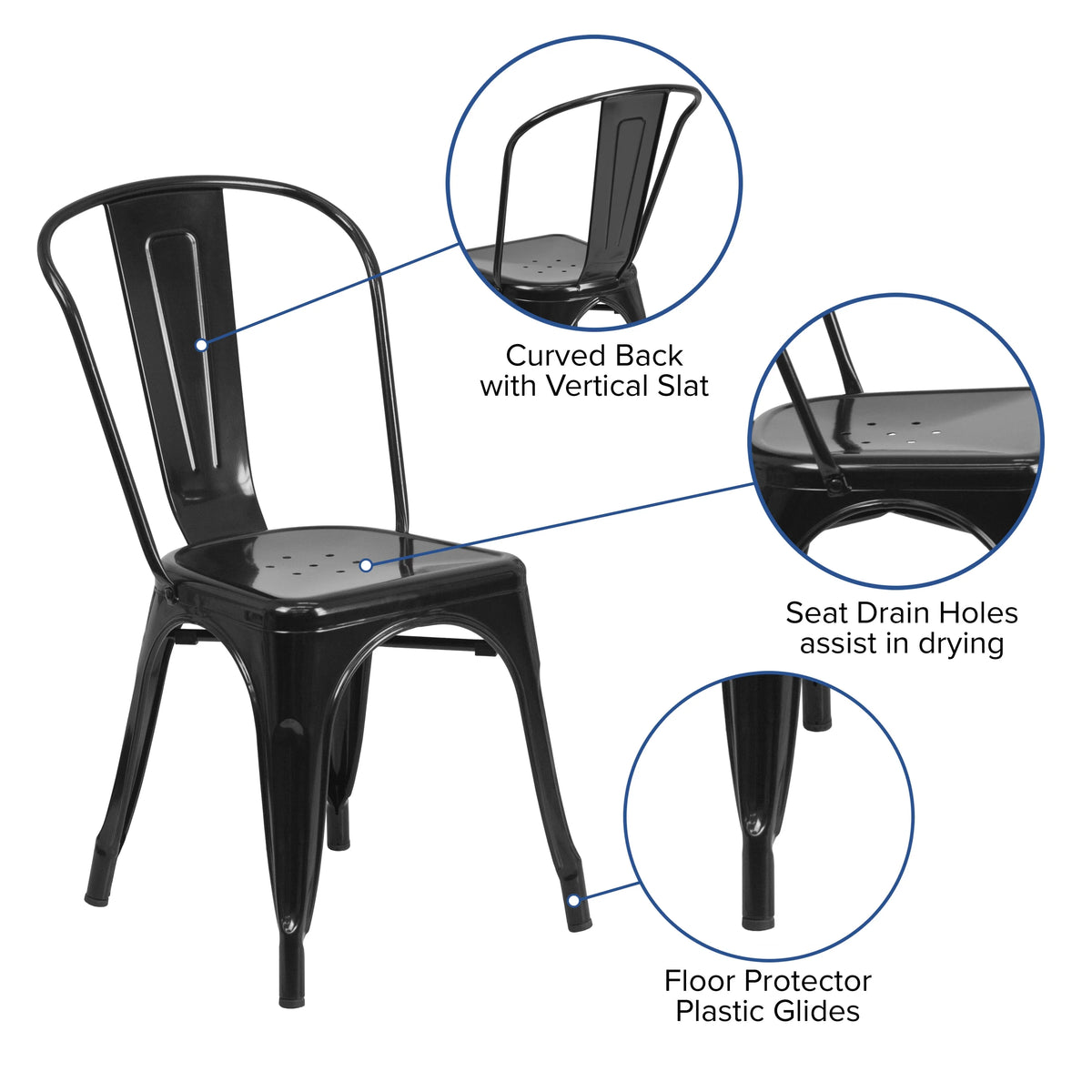 Black Metal Stackable Chair A6475