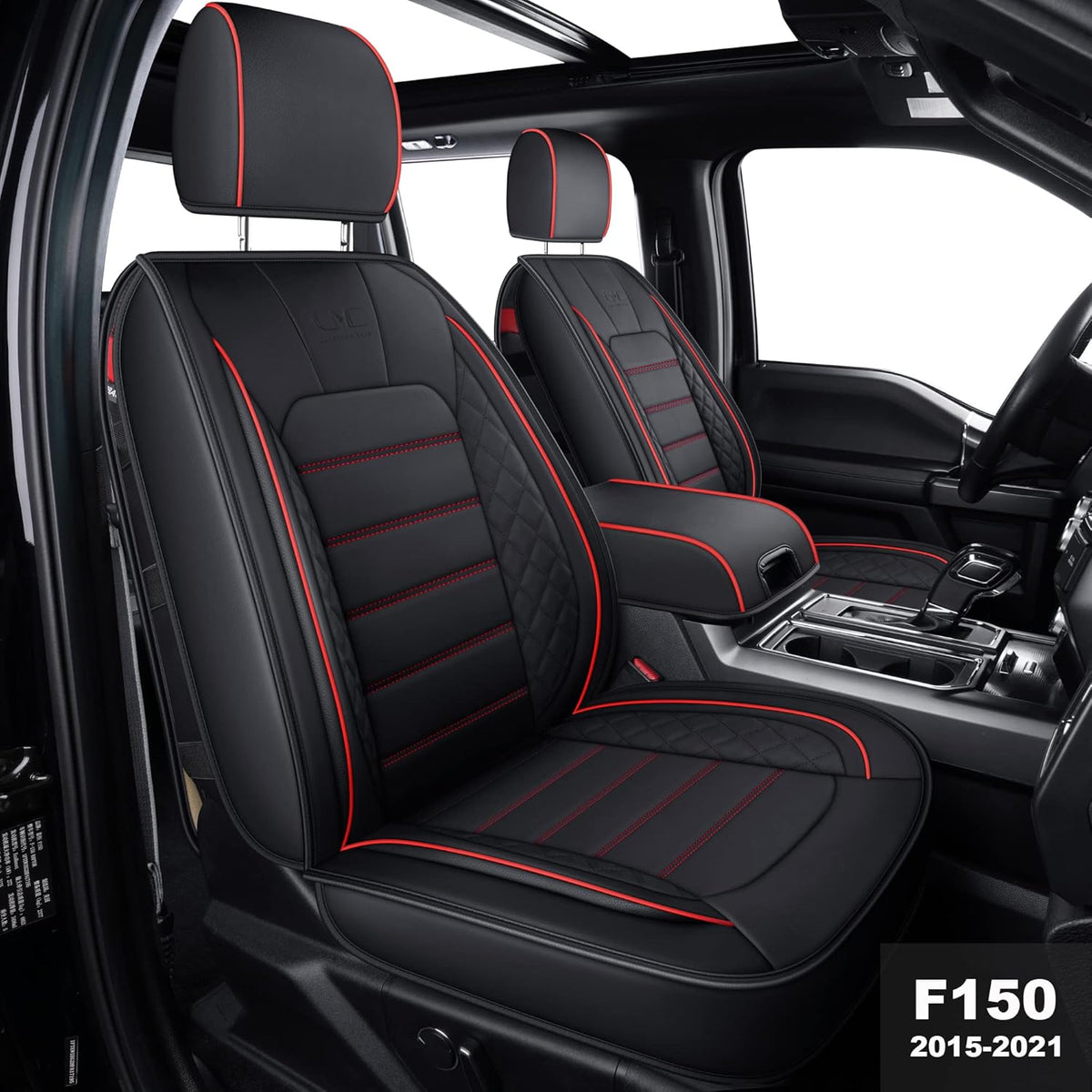 Black & Blue Waterproof Faux Leather Seat Covers N1603